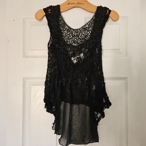 Julie's Closet Women's Black Lace Sheer Tank Top Size Small